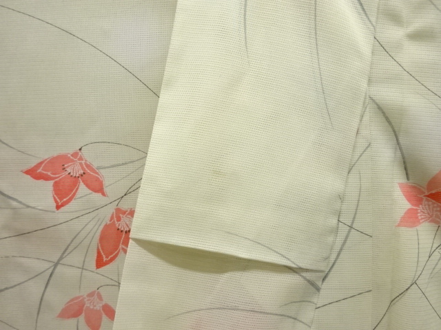  駒絽 草花模様小紋着物